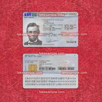 Estonia Residence Card Fake Template